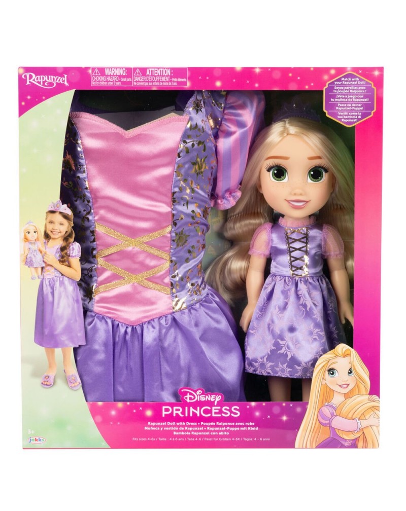 Muñeca Rapunzel + Disfraz Disney 38cm