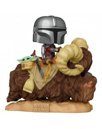 Figura POP Star Wars The Mandalorian Mando on Bantha with Child in Bag