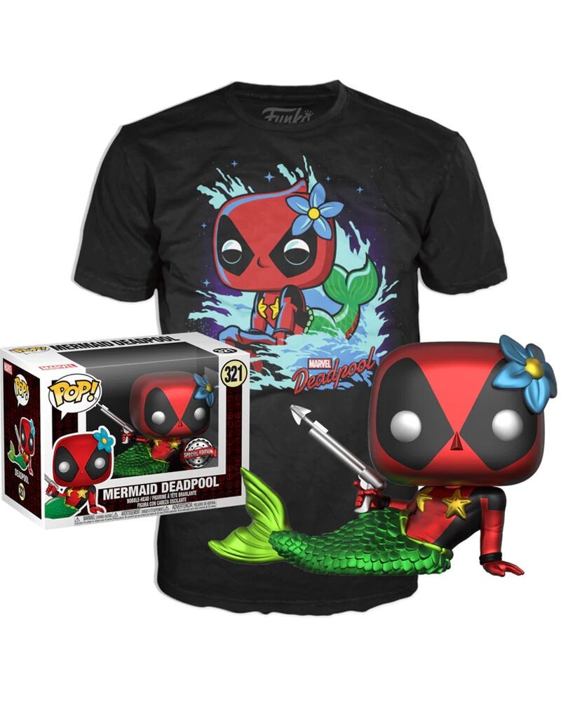 Set figura POP & Tee Marvel Deadpool Mermaid Exclusive